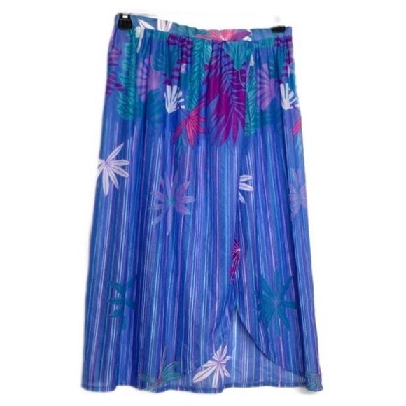 Vintage Other - Vintage Palm Print Wrap Skirt Semi Sheer Cover Up